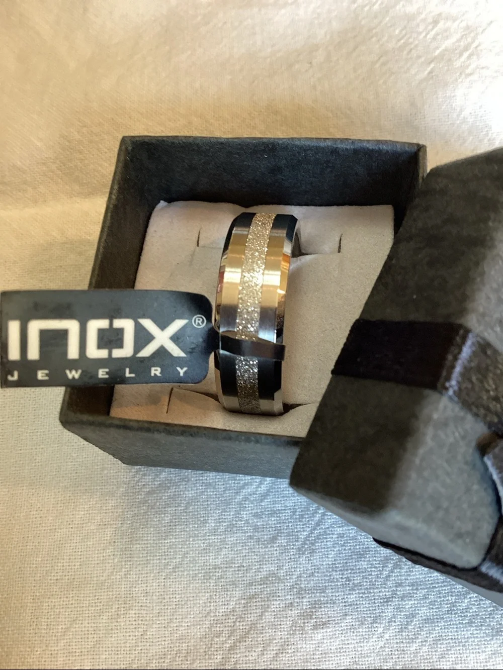 BNWT Inox Men’s Crystal Stainless Steel Ring